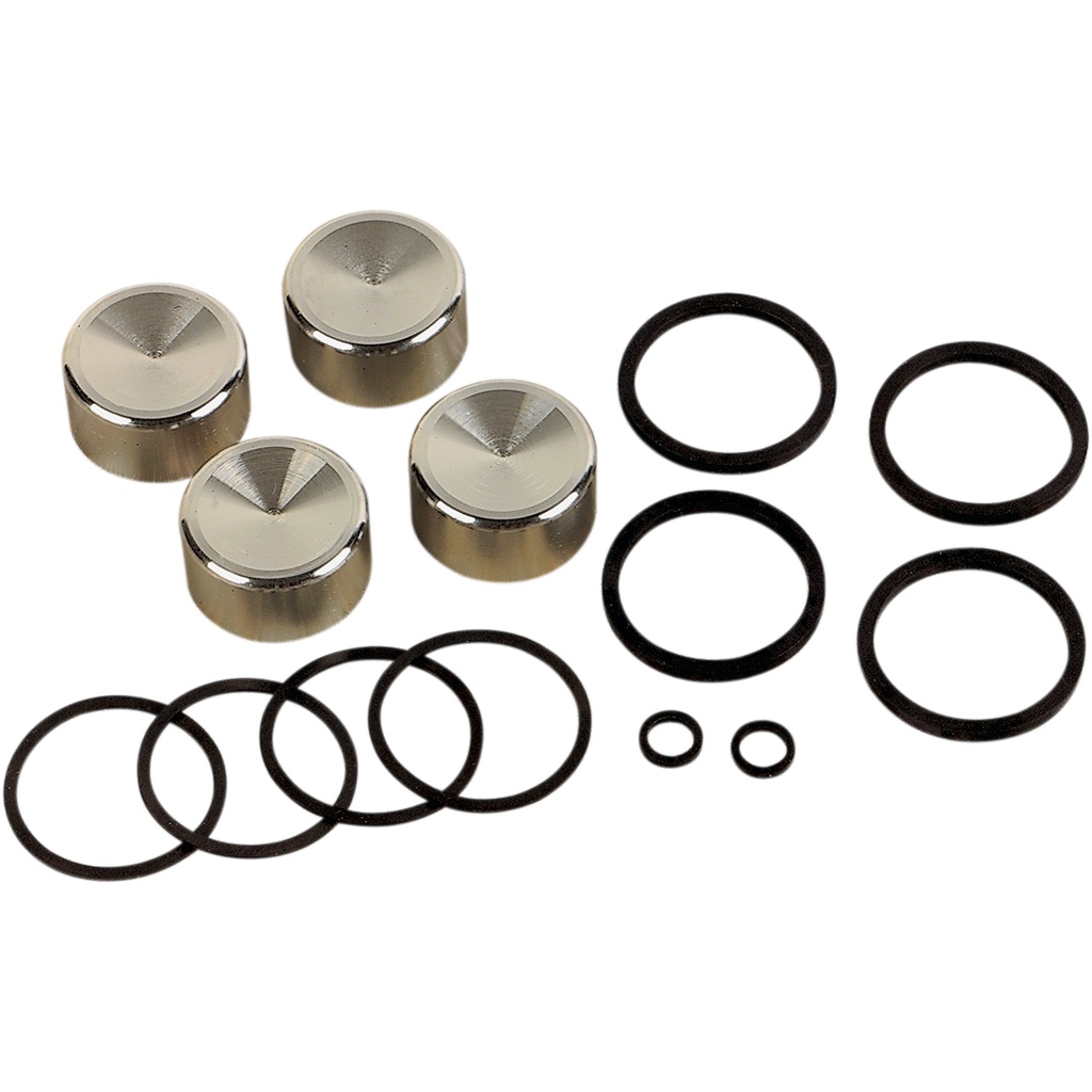 Brakemasters Front Brake Caliper Piston & Seal Rebuild Kit For Kawasaki ZX-9R Ninja E1 1998 (ZX900), Stainless Steel & Rubber