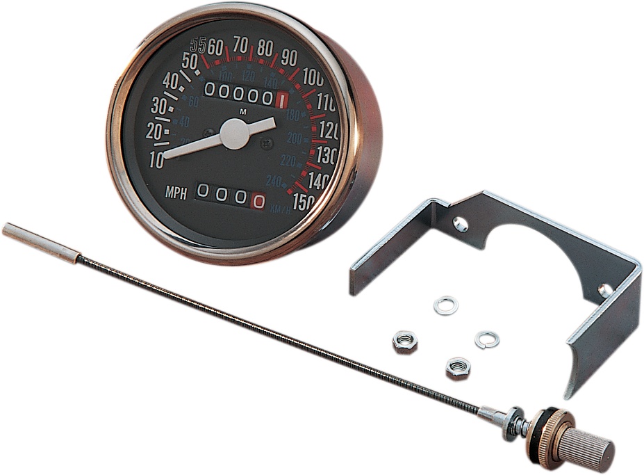 Drag Specialties 31/8" Dash Mount 21 Speedometer with Trip Set