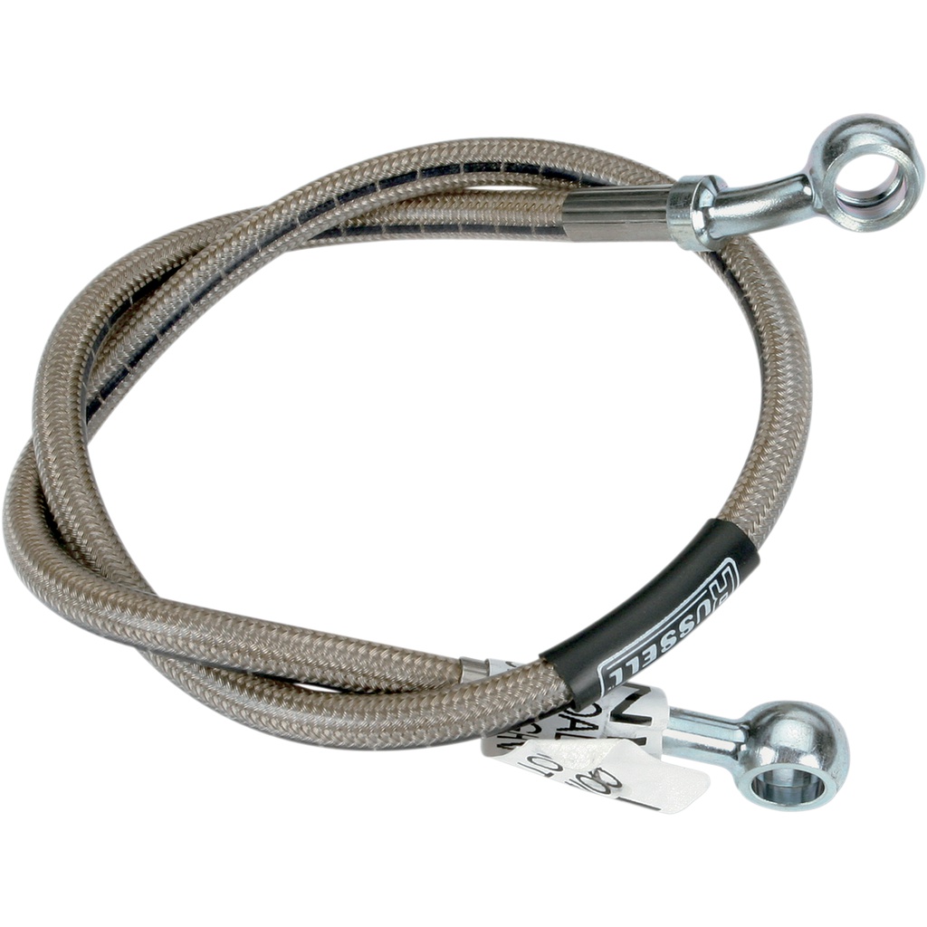 thumbnail image 2 of Russell 28-Inch Universal Braided Stainless Steel Brake Line - R58102S, Street Legal, Chrome Ends, Made In USA 2 of 13